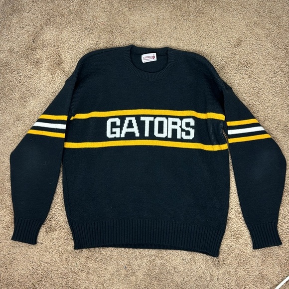 Vintage 80s Cliff Engle Sweater Varsity Crewneck Crew Knit Sports Team Gators - Picture 1 of 11